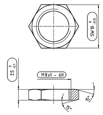 Scale drawing 01 1188 001 - M8 - mounting nut M8x1,0; series 818