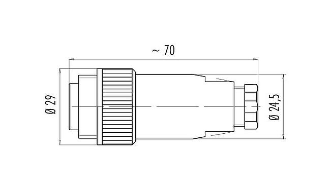 Scale drawing 99 4225 00 07 - RD24 Male cable connector, Contacts: 6+PE, 6.0-9.0 mm, unshielded, solder, IP67, UL, ESTI+, VDE, PG 9