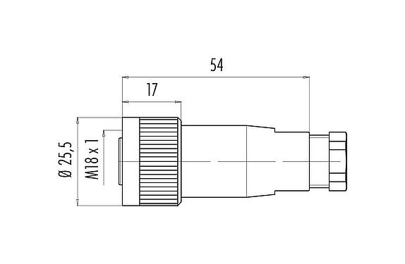 比例图 09 0440 10 04 - M18 直头孔头电缆连接器, 极数: 4, 6.5-8.0mm, 非屏蔽, 螺钉接线, IP67