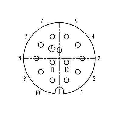 联系安排 (外掛程式側) 99 0720 00 13 - RD30 孔头法兰座, 极数: 12+PE, 非屏蔽, 焊接, IP65