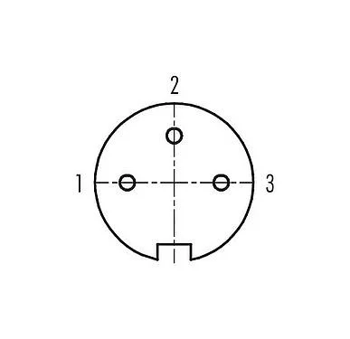 Contact arrangement (Plug-in side) 09 0308 80 03 - M16 Female panel mount connector, Contacts: 3 (03-a), unshielded, solder, IP40, front fastened