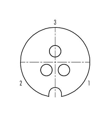 Contact arrangement (Plug-in side) 09 0058 70 03 - Bayonet Female panel mount connector, Contacts: 3, shieldable, solder, IP40