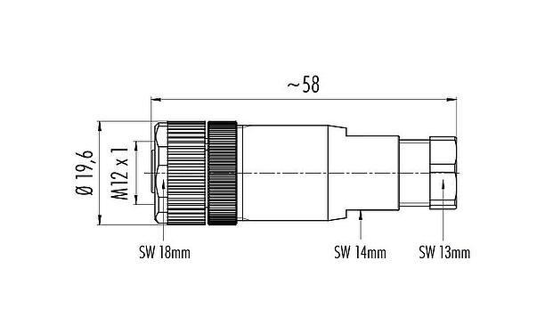 Scale drawing 99 0436 110 05 - M12 Female cable connector, Contacts: 5, 6.0-8.0 mm, unshielded, screw clamp, IP67, UL