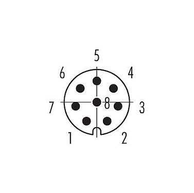 联系安排 (外掛程式側) 86 6119 1100 00008 - M8 针头法兰座, 极数: 8, 非屏蔽, THT, IP67, UL, 板前固定